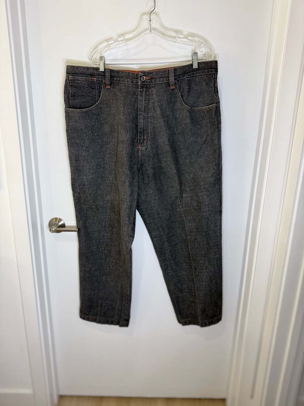 Vintage Platinum Fubu Mens Black Denim Jeans with Cartoon Graphic Pocket